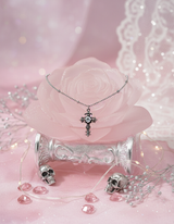 [NMIXX Haewon Necklace] Nocturne Gothic Cross Collarbone Necklace (Stainless Steel)