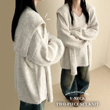 Roel Sailor Collar Muffler V-Neck Knitwear Set