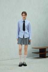 LOWELL SLIM FIT STRIPE SHIRRLING SHIRT / SKY BLUE