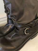 [ORIGINAL] Slub Wrinkled Midi Leather Boots