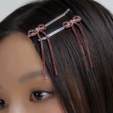 キャンディストーンロングボウヘアクリップセット（5色）