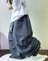 ストライプリネンコットンパンツ🤎🩵2COLOR