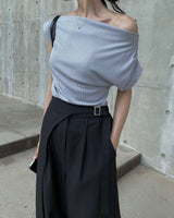 Carbon side buckle wrap slacks
