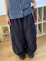 [unisex] ハシンデニムストリングワイドパンツ