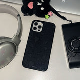 [Magsafe]Leopard Heart glass case / Black