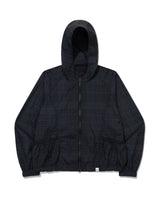 RUFFLE CHECKERED WINDBREAKER JACKET(BLACK)