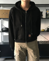 DP Work Patch Crop Hooded Zip-Up (2C)