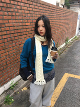 ヘイリーアンゴラVネックニット (4 Colors)