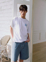 ラビットTシャツ_ホワイト/ブルー