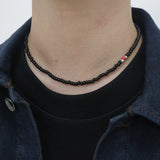 Men's Necklace Black Beads_CLEF TREMOLO NEC