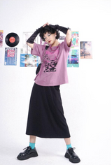 Black high-waisted sweet and spicy thin half skirt