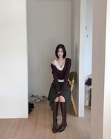 brondy matte suede asymmetric sk