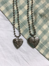 Vintage heart ball chain necklace (2c)