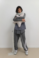 Side Fur Trim Sweatpants / Charcoal