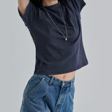 [Contoi] Round Cutline Short-Sleeve T-Shirt - 6 Colors