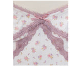 ROSE ISLAND Pure Cotton Rose Floral Layered Lace Summer Stretchy Strappy Off-Shoulder Vest-Purple