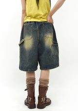 Dirty Wash Bermuda Denim pants