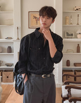 Roden Corduroy Striped Rivet Shirt