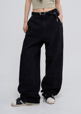 Rich Double Knee Patch Straight Denim