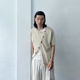 Offset Button Cropped Knitwear