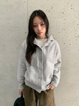 ミロハイネックフードウールニットカーディガン