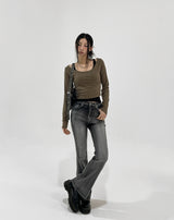Pale brush bootcut denim pants