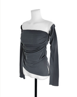 cardi shirring off-shoulder warmer + top set