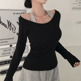 [MADE] Ray, U-neck rib long sleeve T-shirt
