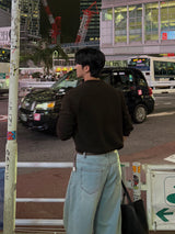Solt curved denim pants