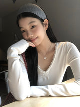 パールボウVネック長袖Tシャツ
