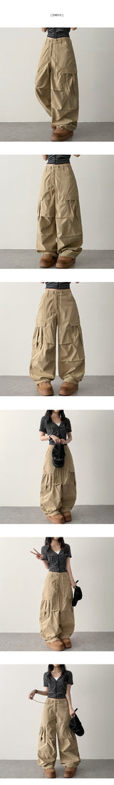 Waist String Parachute Cargo Wide Pants