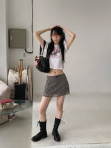 CHECK CHIFFON MINI SKIRT (4C)