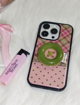 【MagSafe】ビンテージパッチケース_ピンクオリーブ