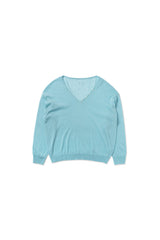 Button v-neck knit_skyblue