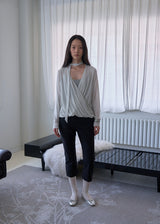 Lotus Drape Scarf Top (Ash Cream)