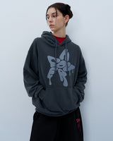 MELTING STAR LOGO PIGMENT HOODIE-CHARCOAL