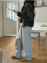Hairy crop round knit cardigan(3color)