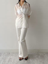 Winkle Roll-up See-through Short Sleeve Shirt