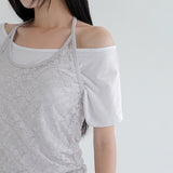 [Setiden] Lace See-Through Halter Neck String Long Camisole - 3 Colors