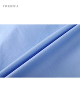 Ravina frill detail puff sleeve blouse blue