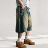 Meto waistband side snap denim Bermuda pants (5 colors)