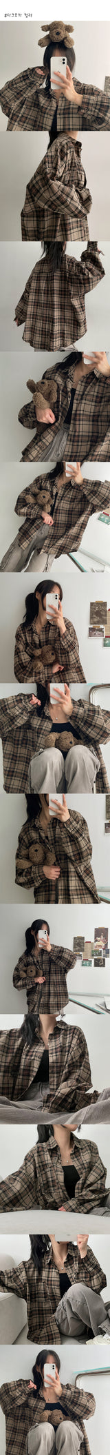 [Overfit♡/interseasonal item] From now on, autumn and spring by chocolate Avant Balloon Check Over Shirt (4 colors) #HighQuality