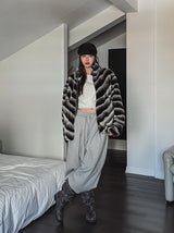 Wavy gradation fur jacket