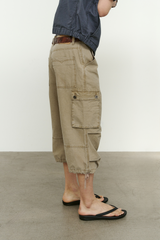 ヴィンテージ ミリタリー カプリ カーゴパンツ(Washed Beige)