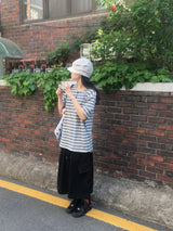 ストライプド ヘンリー Tシャツ