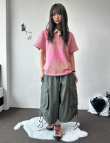 Down Loaf Two-Style Pigment Balloon Cargo Bermuda Shorts 3color