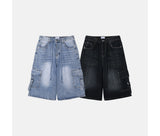 LMN Belted Cargo Bermuda Denim Pants (2 colors)