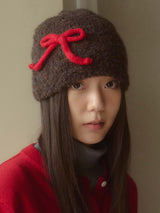 Ribbon Lettering Beanie - Brown