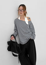 [MADE] Koyu Stripe Boat Neck Long Sleeve T-Shirt
