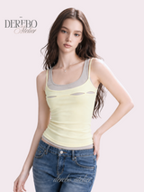 Lemon slit layered sleeveless t-shirt